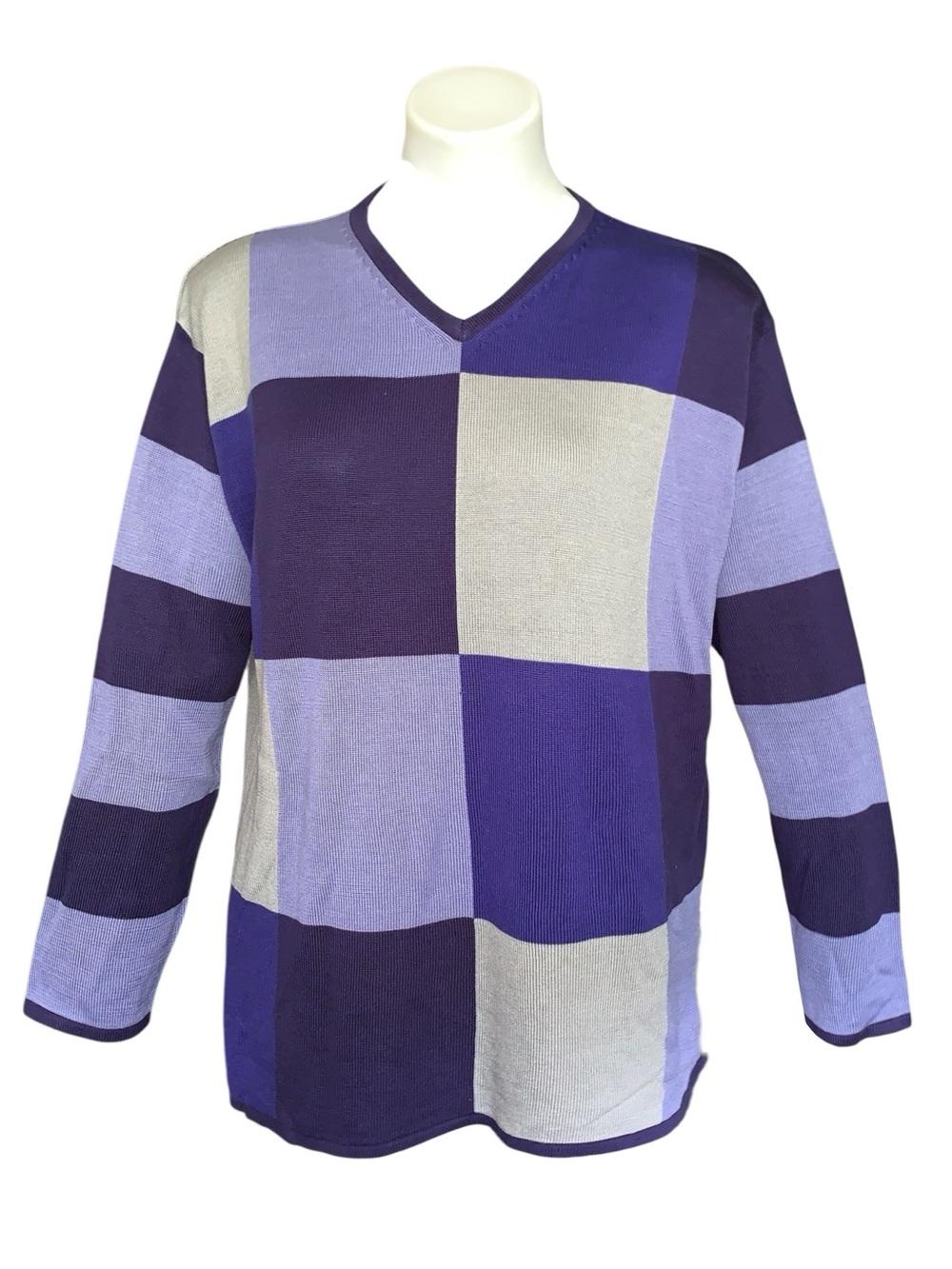 Vintage Y2K Emanuel Ungaro Saks 100% Silk Colorblock Sweater 1X NWT Luxury Knit